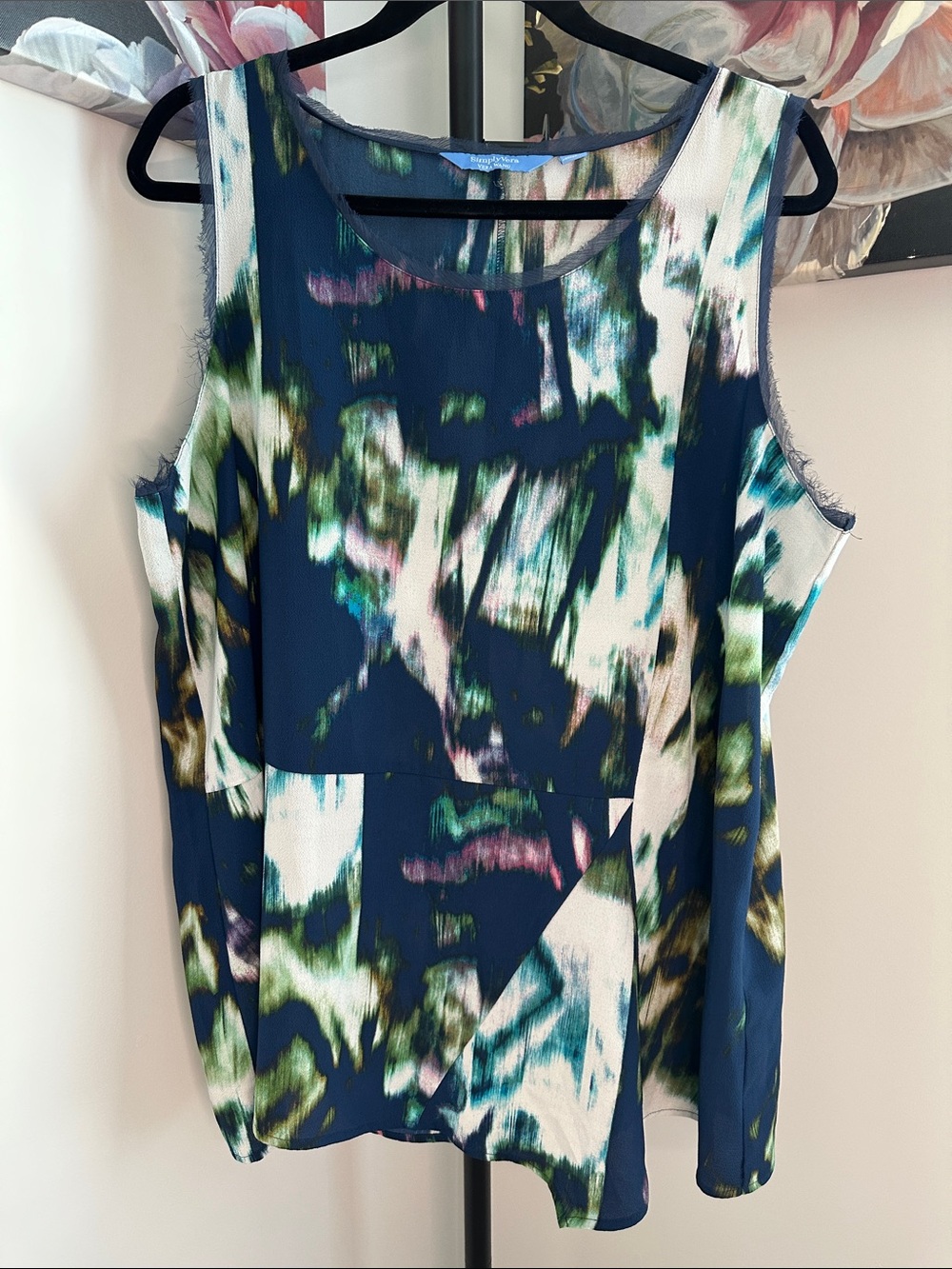 Simply Vera Vera Wang Navy Abstract Print Sleeveless Camisole